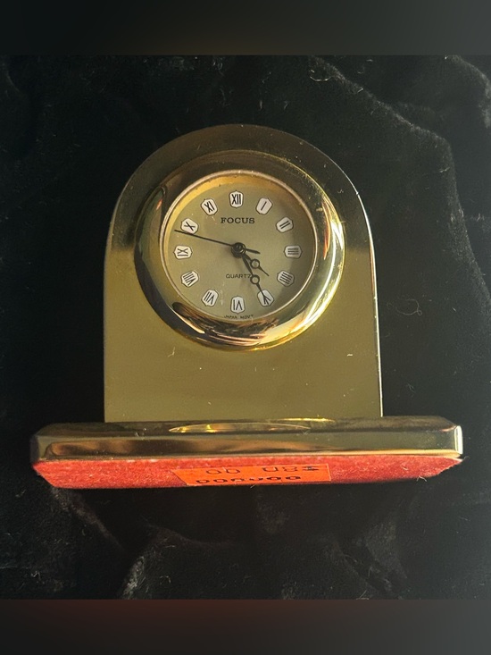 Focus Other - Focus Vintage Mini Mantel Clock Gold Tone Quartz Japan Movement